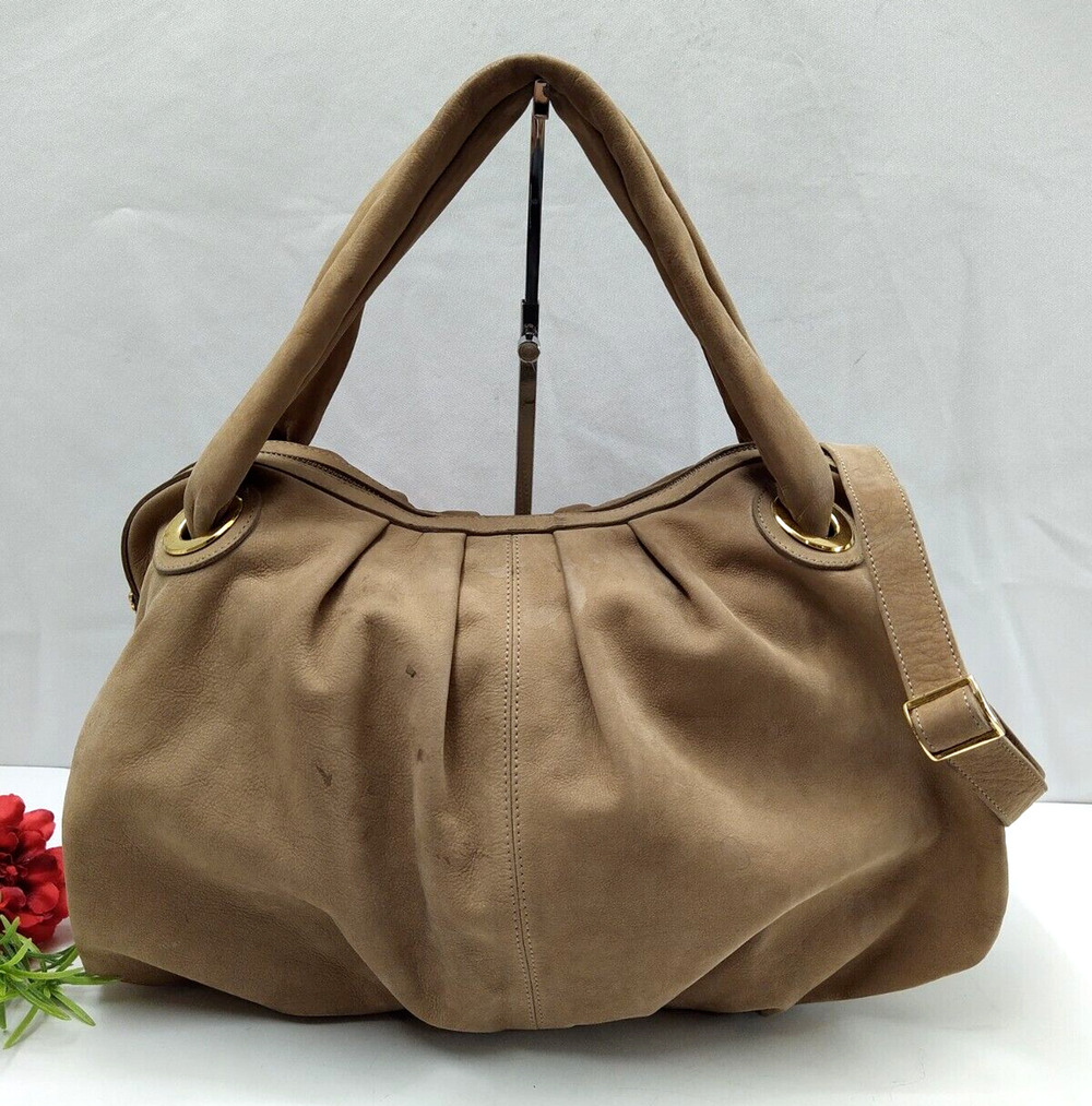 Jenrigo Brown Tan Leather Zipper Closure Satchel Shoulder Bag - Made in Italy